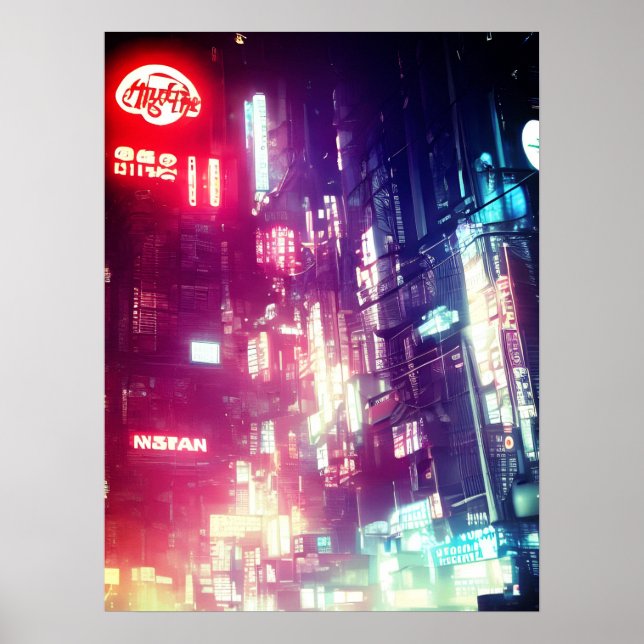 Dystopian Cyberpunk City Poster (Framsidan)