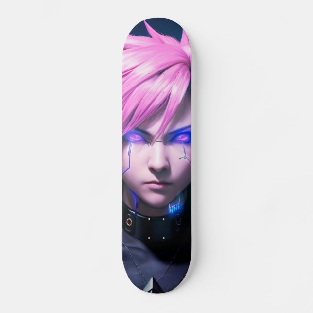 Dystopian Cyberpunk Sci-Fi Future Street Punk 01 Mini Skateboard Bräda 18,5 Cm (Framsida)