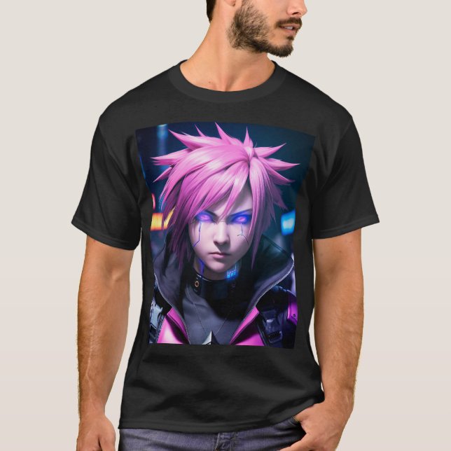 Dystopian Cyberpunk Sci-Fi Future Street Punk 01 T Shirt (Framsida)