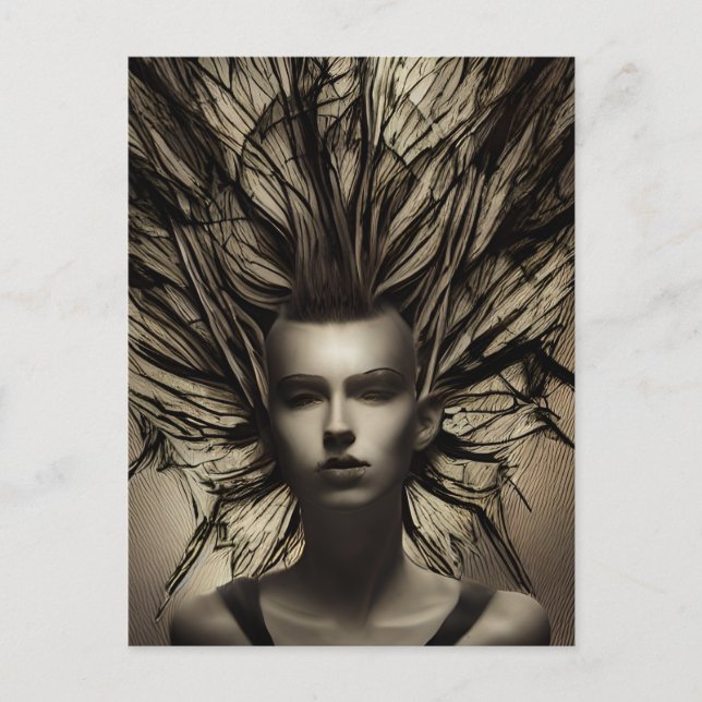 Dystopian Etheral Surreal Abstrakt Woman Vykort (Framsida)