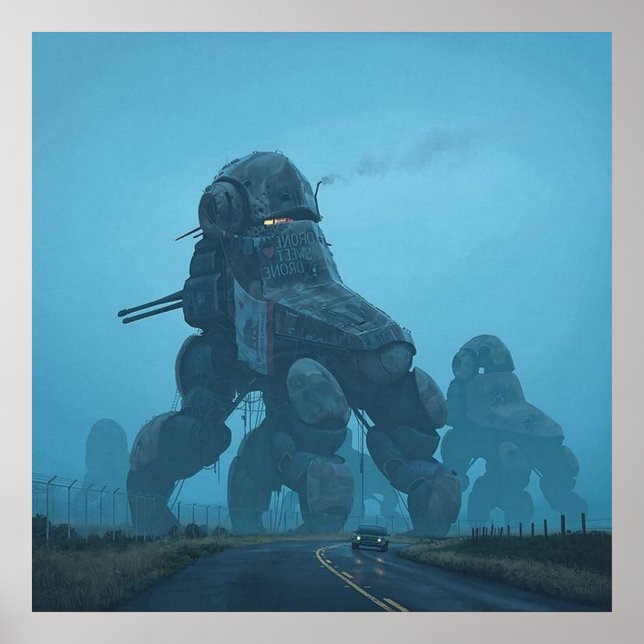 Dystopian Krig Maskin Simon Stalenhag Poster (Framsidan)