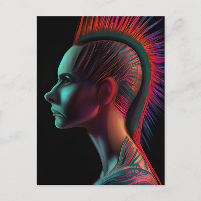 Dystopisk person med mohawk vykort (Framsida)