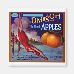 Dyving Girl Apples Magnet
