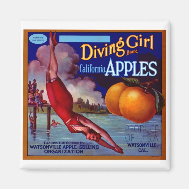 Dyving Girl Apples Magnet (Framsidan)