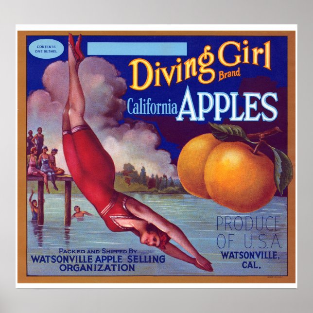 Dyving Girl Apples Poster (Framsidan)