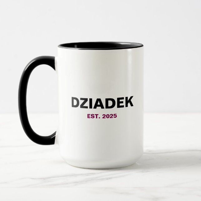 "Dziadek" Est. 2025 - Perfekten Grandpa Gift Mugg (Vänster)