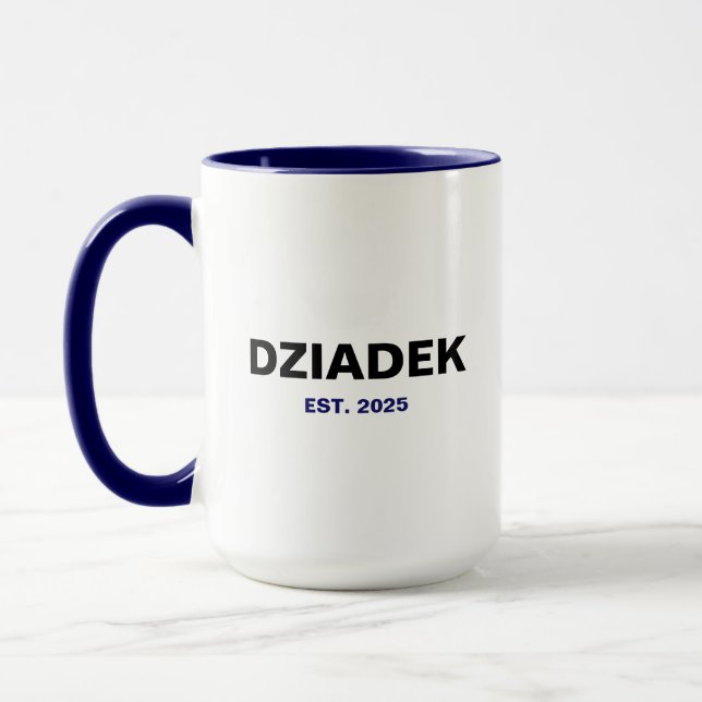 "Dziadek" Est. 2025 - Perfekten Grandpa Gift Mugg (Vänster)
