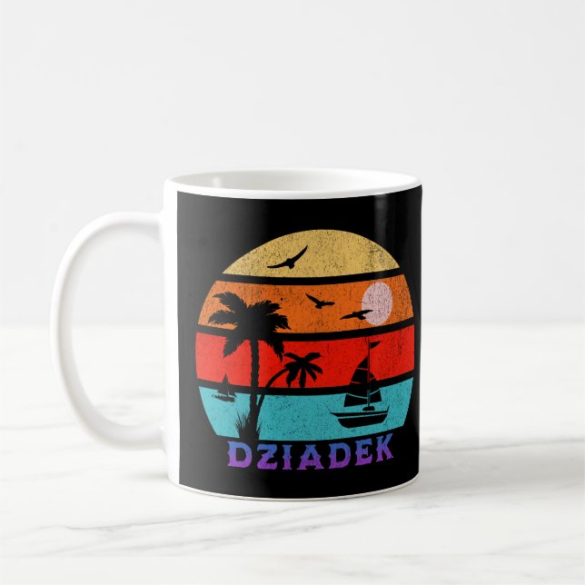 Dziadek Retro Sunset Ocean Grandfather Kaffemugg (Vänster)