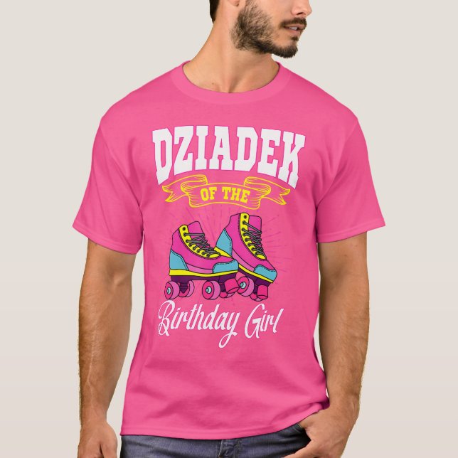 Dziadek till födelsedagsflickan rullskridskor Föde T Shirt (Framsida)