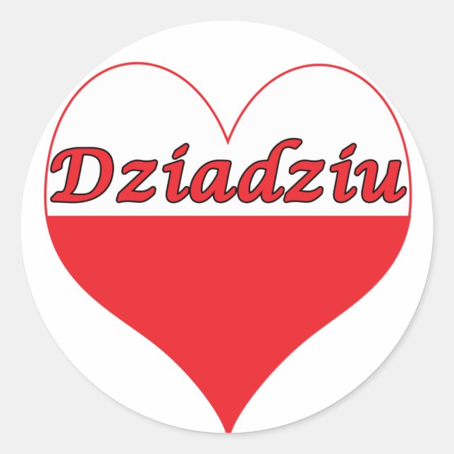 Dziadziu polska Heart Runt Klistermärke (Framsida)