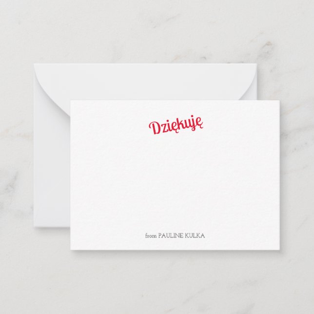 Dziękuję Flat Note Card Anteckningskort (Framsida)