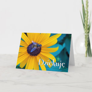 Dziekuje Tack på polska med Bee on Flower Kort