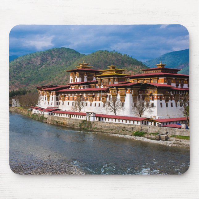 Dzong-byggnad vid flod musmatta (Framsidan)