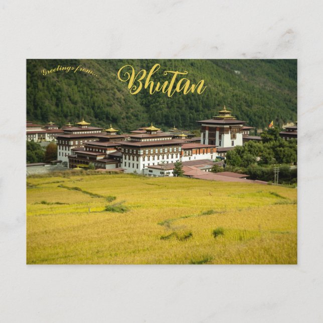 Dzong-kloster i Bhutan Vykort (Framsida)