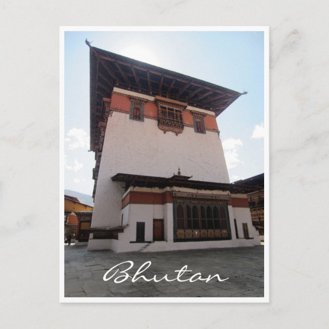 dzong torn bhutan vykort (Framsida)