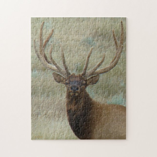 E10 Bull Elk in Velvet Head Shot Pussel (Vertikal)
