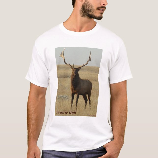 E13 Bull Elk Grass in Horns T-shirt (Framsida)
