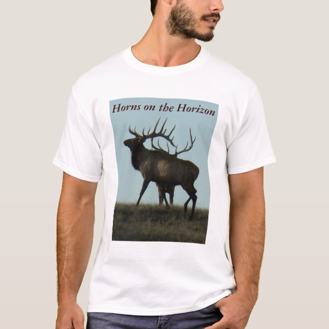 E14 Siluett av tjurälg Horn på horisonten Tee (Framsida)