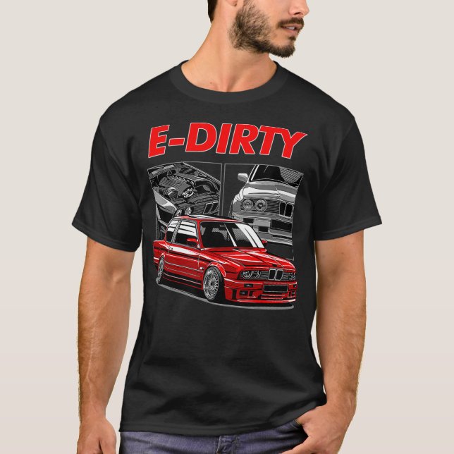 E30 Stegvis turbobil T Shirt (Framsida)