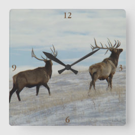 E57 Elk Kronhjort Lucky 13 Oxe Fyrkantig Klocka