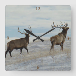 E57 Elk Kronhjort Lucky 13 Oxe Fyrkantig Klocka