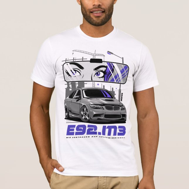 E92 M3 Illustration av sportbilar T Shirt (Framsida)