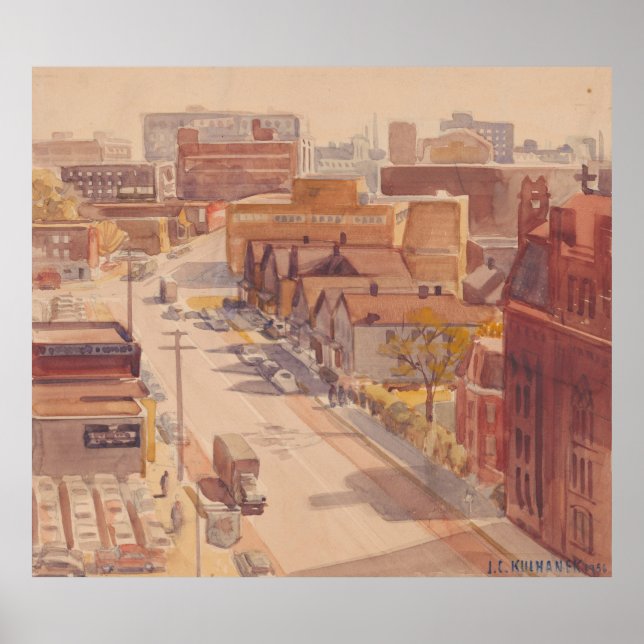 E 18th Street Tittar söderut - Hopper Print Poster (Framsidan)