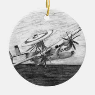 E-2C Hawkeye (Screwtop) keramiska prydnadsföremål Julgransprydnad Keramik