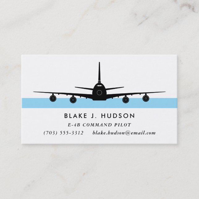 E-4B 747 Siluett Pilot Yrkeslegitimation Visitkort (Framsida)