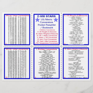 E-8** Pamphlet USA/Metric Conversion Pocket Reklamblad