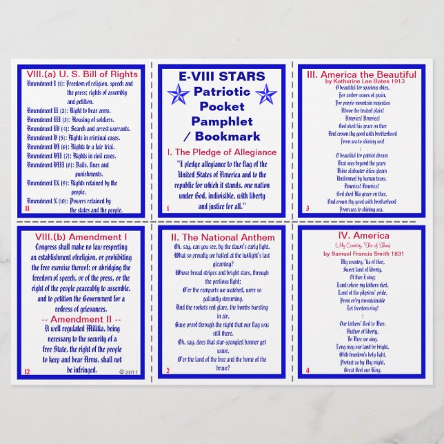 E-8** Patriotic Pocket Pamphlet / Bookmark (Framsida)