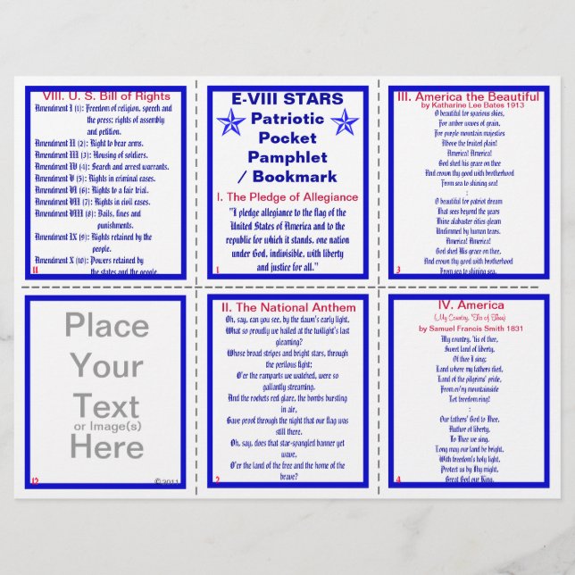 E-8** Patriotic Pocket Pamphlet / Bookmark Reklamblad (Framsidan)