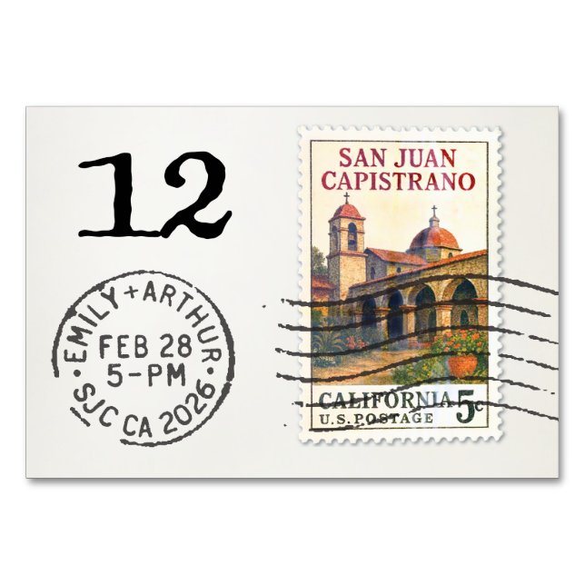 E&A Wedding Reception Table Card 12 SJ Capistrano Bordsnummer (Baksidan)
