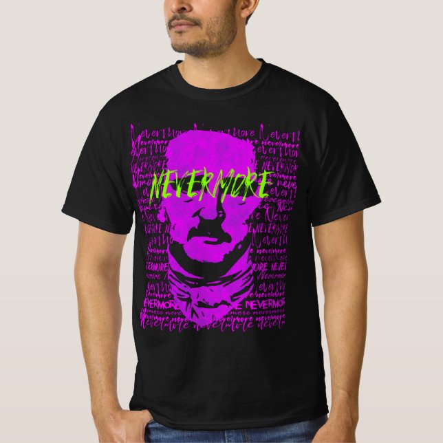 E. Allan Poe The Raven Nevermore Quote T Shirt (Framsida)