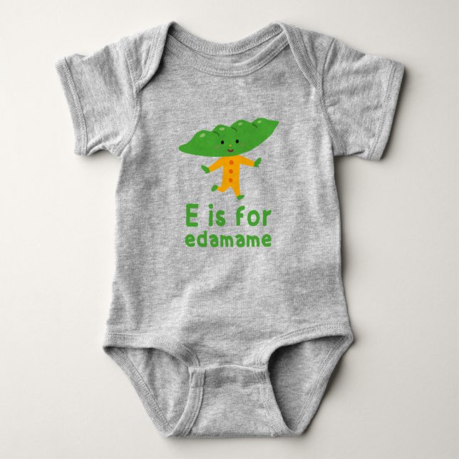 E är för EDAMAME Grönt Veggie Alphabet E T Shirt (Framsida)