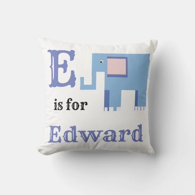 E är för Edward baby pojke  Kudde (Framsida)