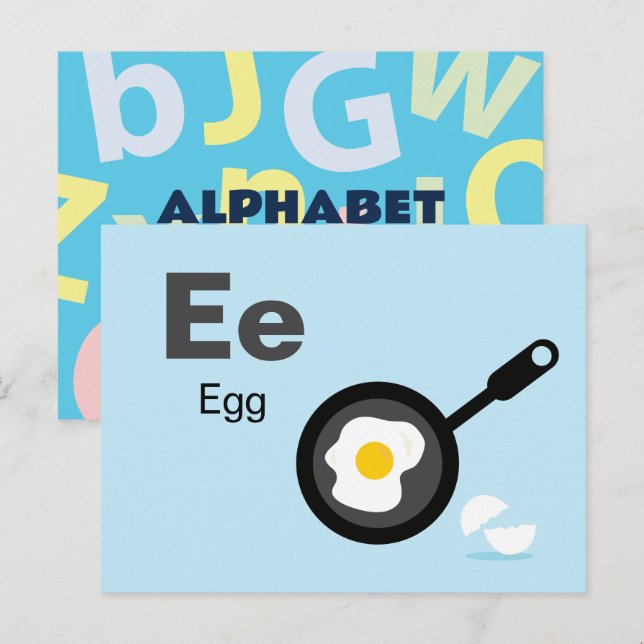 E är för Egg - Alphabet Flash Card Vykort (Fram/baksida)