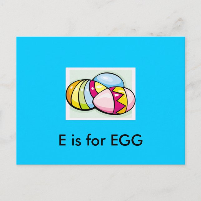 "E" är för "Egg Alphabet Flashcard" Vykort (Framsida)