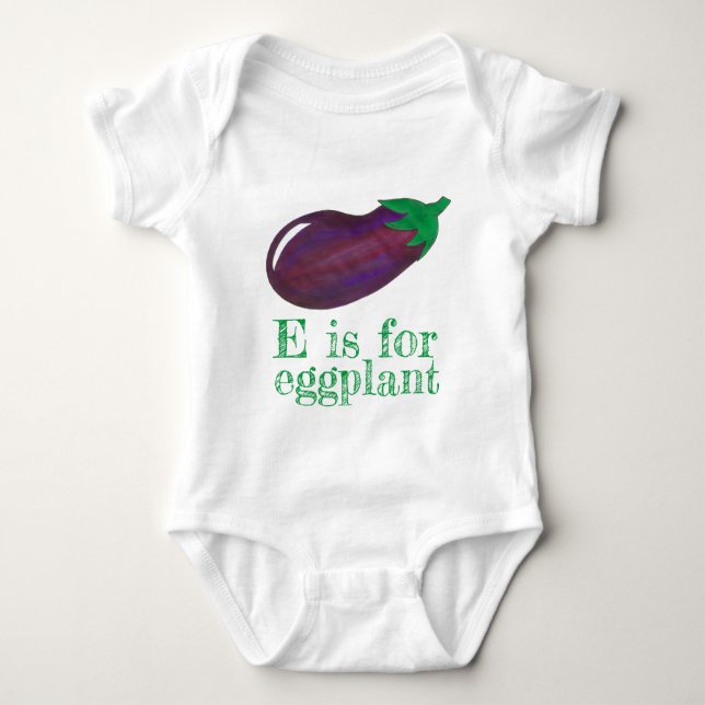 E är för EGGPLANT Lila Eggplant Vegetable ABCs T Shirt (Framsida)