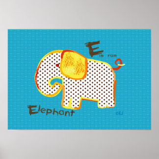 "E är för elefant" poster digitalmålning