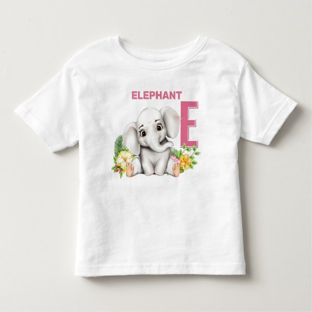 E är för Elephant Alphabet T Shirt (Framsida)