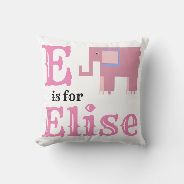E är för Elise lilla flicka  Kudde (Framsida)