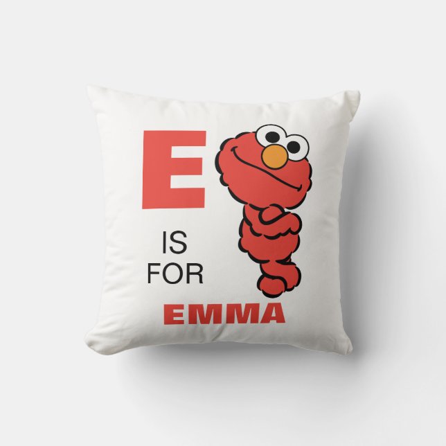 E är för Elmo | Lägg till ditt namn Kudde (Framsida)