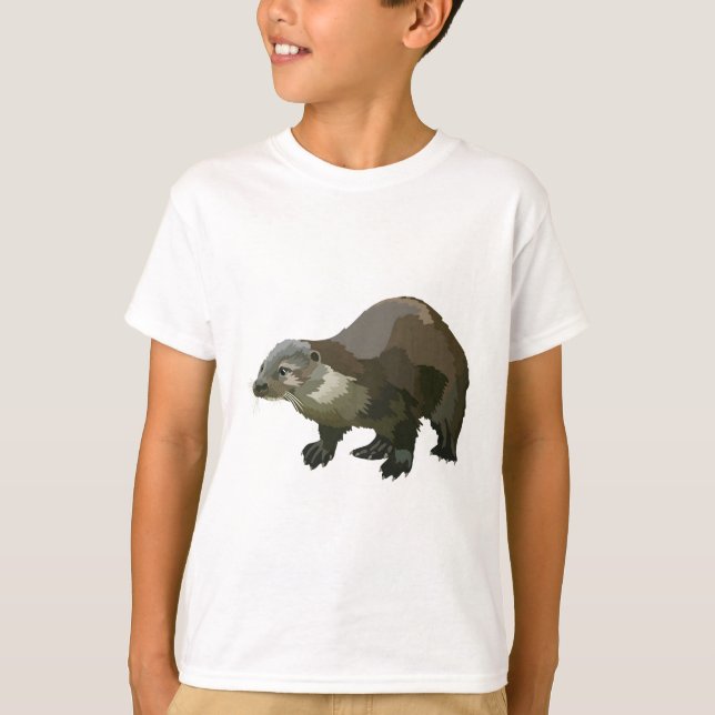 E är för Eurasien Otter T Shirt (Framsida)