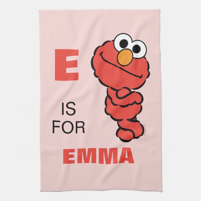 E är till Elmo | Lägg till ditt namn Kökshandduk (Vertikal)