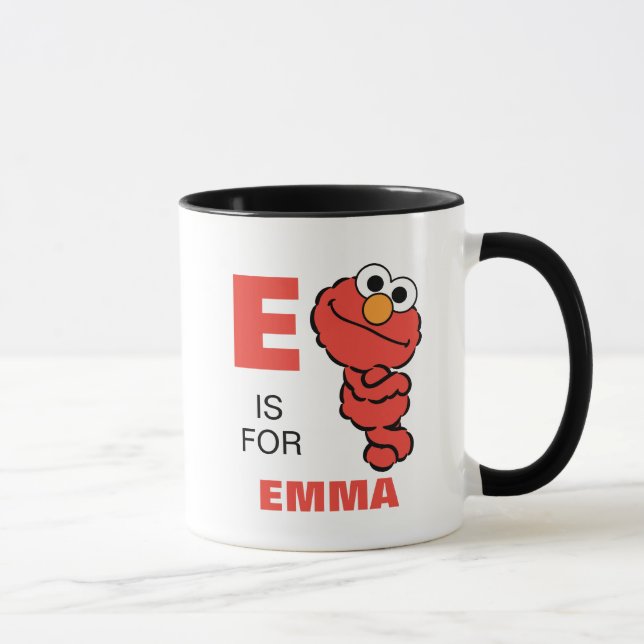 E är till Elmo | Lägg till ditt namn Mugg (Höger)
