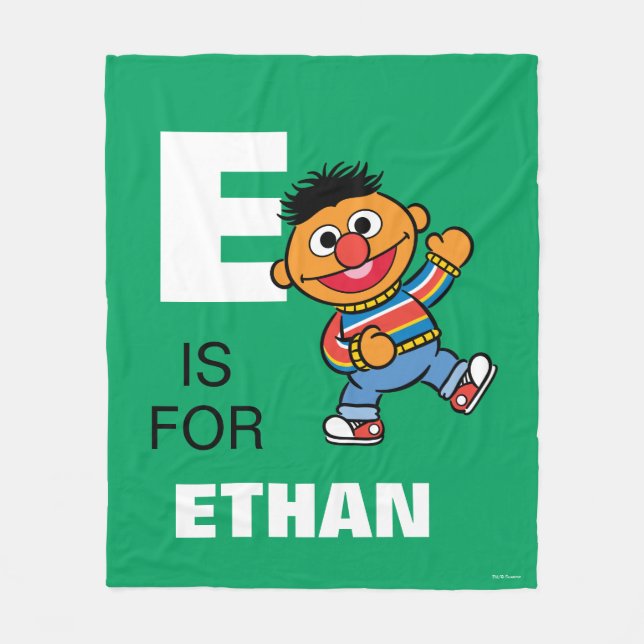 E är till Ernie | Lägg till ditt namn Fleecefilt (Framsidan)
