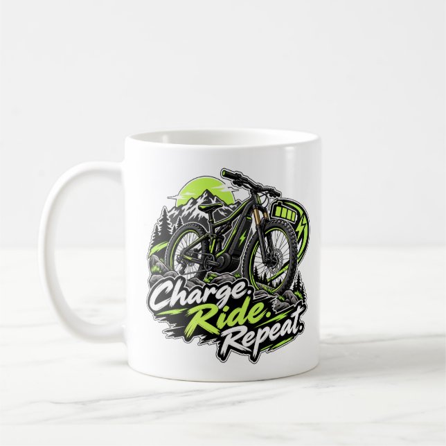 E-Bike – Charge Ride Repeat Kaffemugg (Vänster)