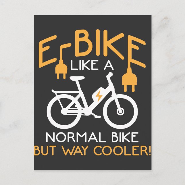 E-Bike Cycling Way Cooler Bike Funny Electric Bike Vykort (Framsida)