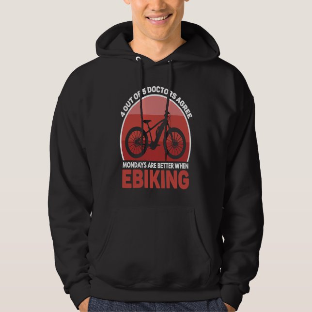 E Bike  Joke E Biking on Monday E Biker Hoodie (Framsida)